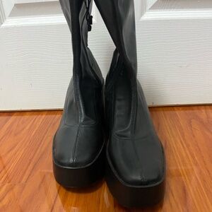 Brand New Square Toe Zara Platform Heeled Boots